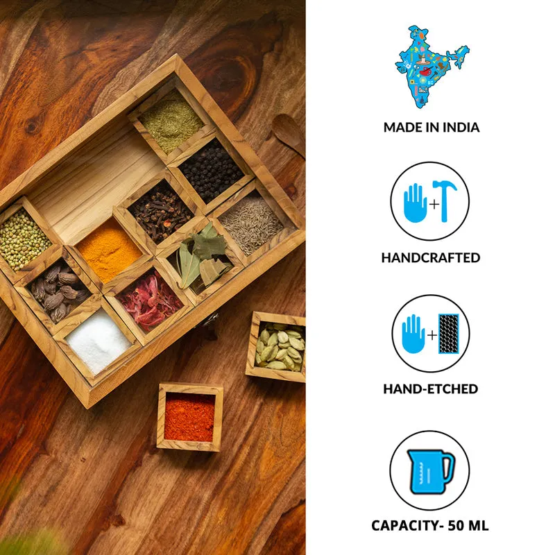 Rasa Food Safe Teak Wood Masala Box - 50 ML media 7