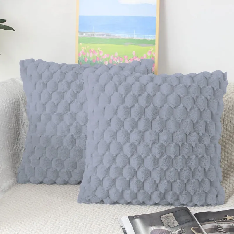 Geo Luxe Polyester Cushion Cover Set (Light Grey) - Set Of Two media 3
