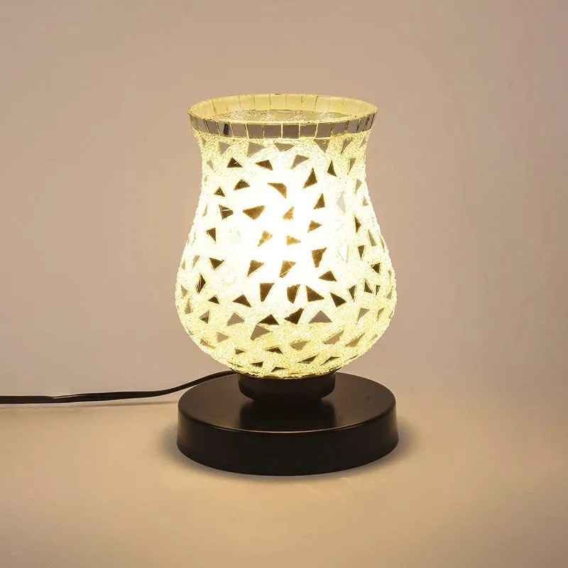 Blazeira Mosaic Glass Table Lamp With Wooden Base - Multicolor media 6