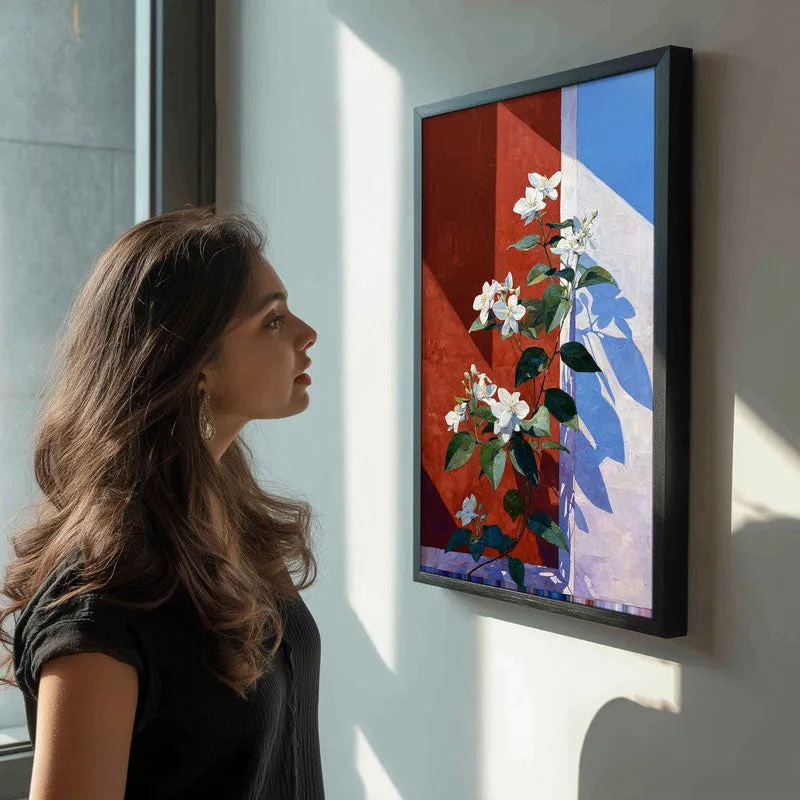 Scarlet Petals Canvas Wall Painting - Black Frame media 5
