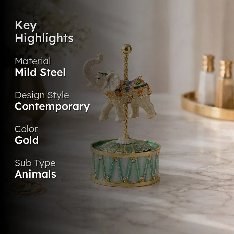 Silver Royal Elephant 24K Gold Plated Mild Steel Showpiece media 2