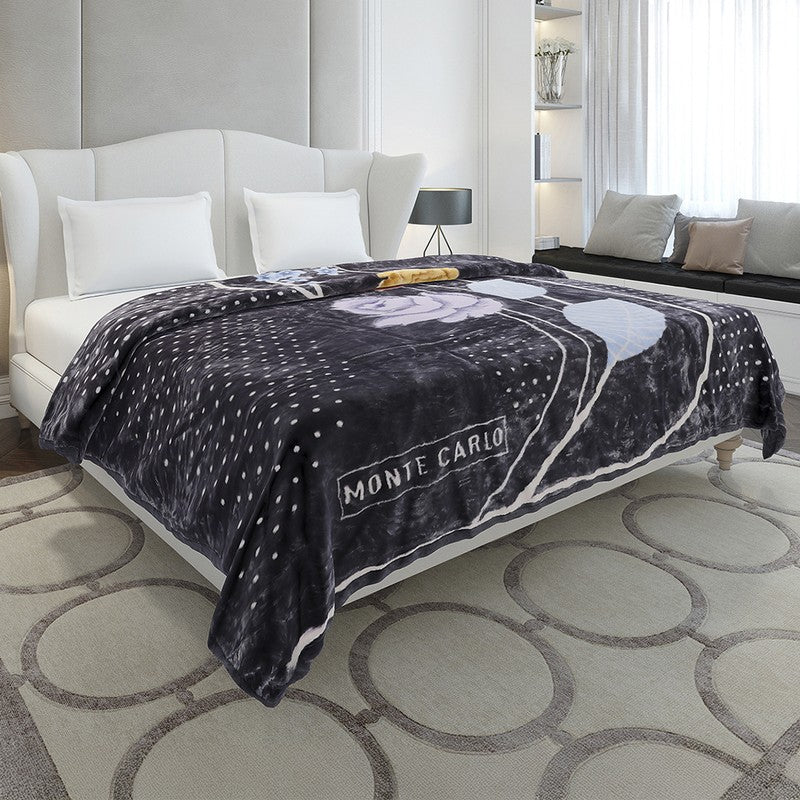 Monte Carlo Midnight Mirage Blanket (Black,Purple) - 852 GSM