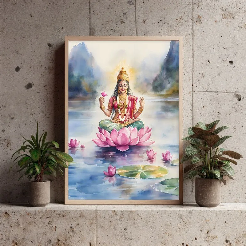 Padmapriya Spiritual Archival Paper Wall Painting - Natural Brown Frame media 3