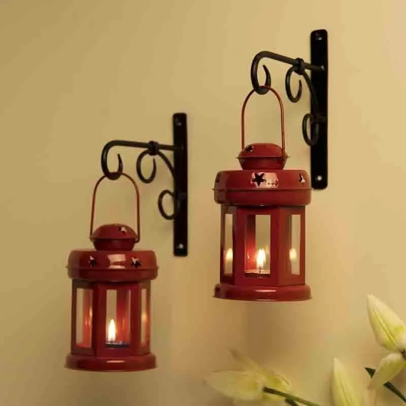 Lovestruck Lantern Tealight Candle Holder (Red) -  Set Of Two media 1
