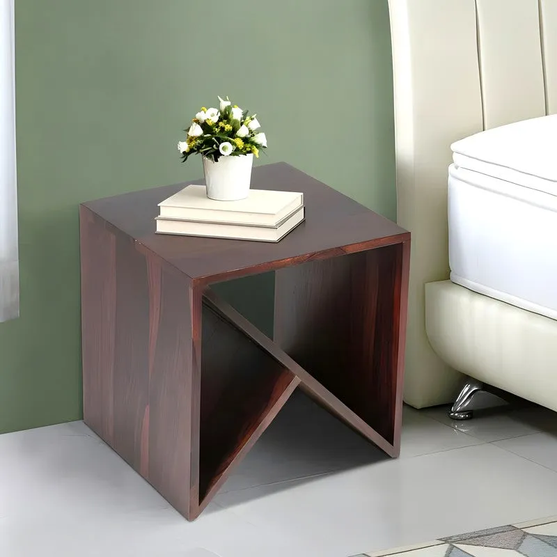 Averox Sheesham Wooden Side & Bedside Table - Deep Brown media 1