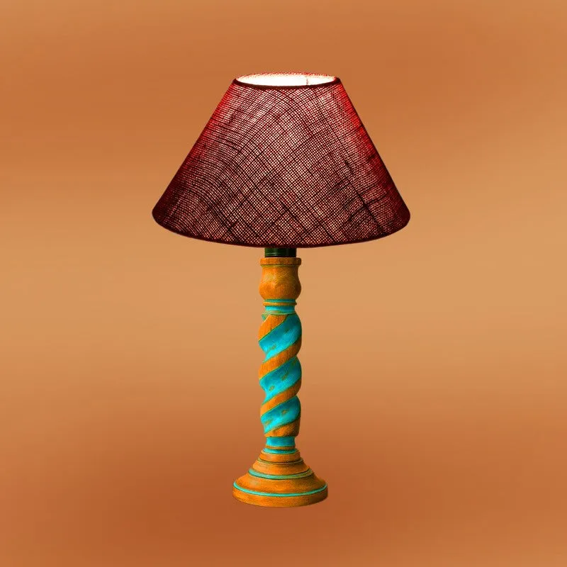 Elara Oryn Wooden Table Lamp - Maroon media 6