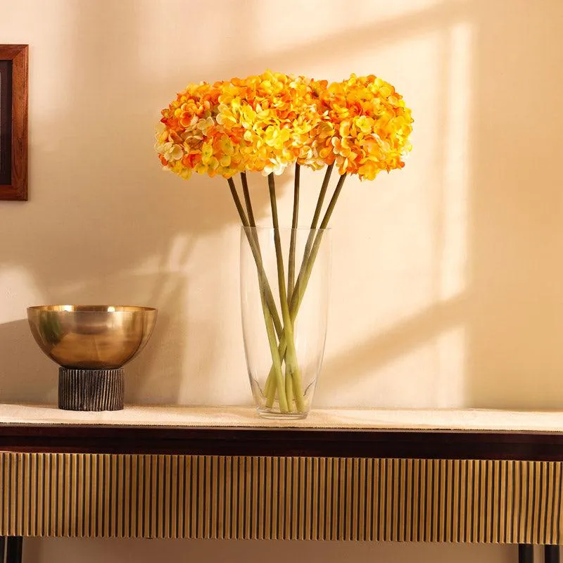 Artificial Realistic Hydrangea Flower Stick (Yellow) - Set Of Three media 1