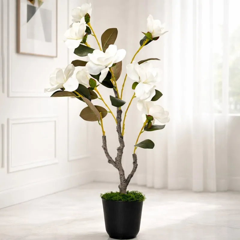 EternaFlora Magnolia Artificial Plant With Black Plastic Pot - 91 cm (3 ft) media 3