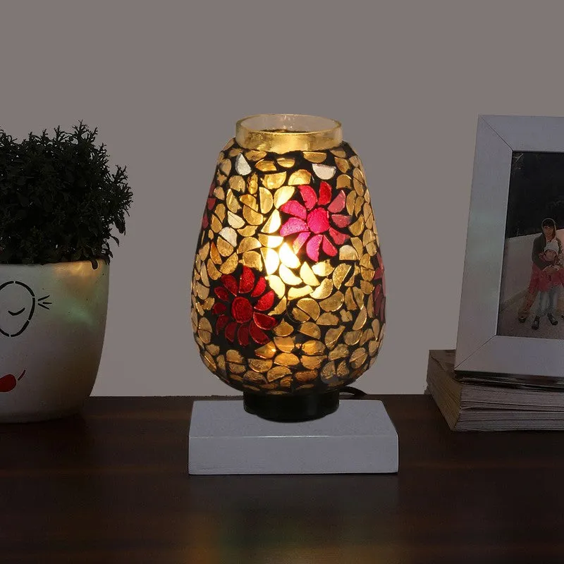 Glazelle Mosaic Glass Table Lamp With Wooden Base - Multicolor media 3