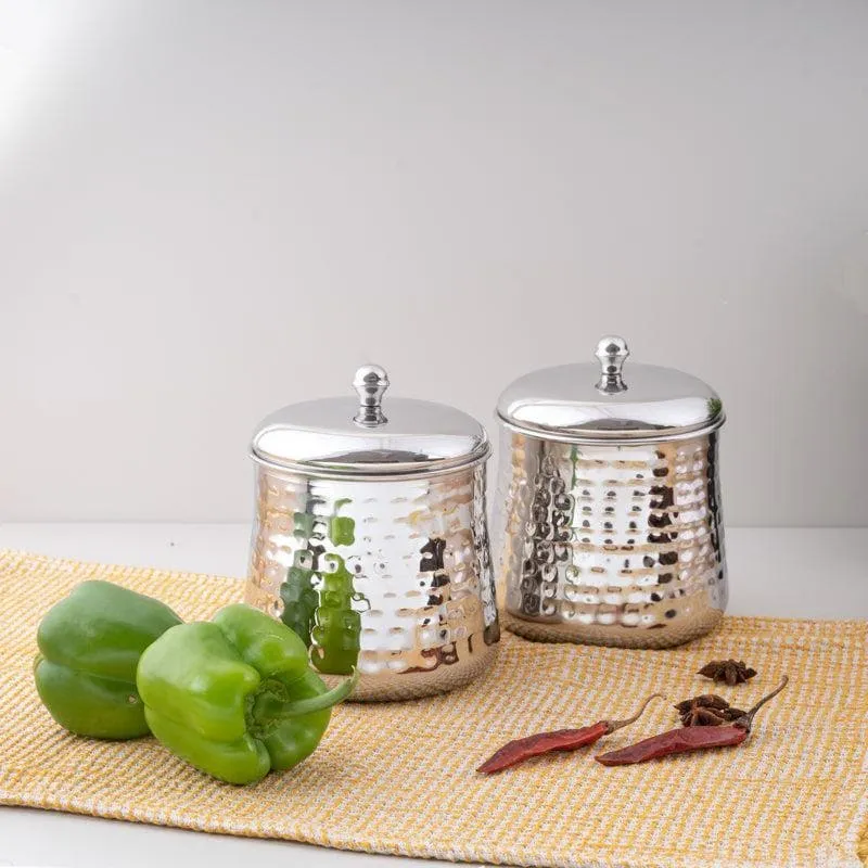 Vintage Charm Hammered Steel Canister (900 mL Each) - Set Of Two media 1