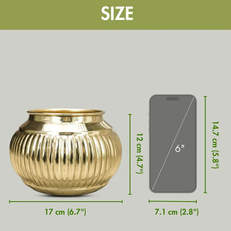 Potsi Gold Matki Metal Planter - Gold media 4