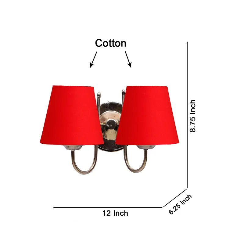 Veda Duo Conical Fabric & Metal Wall Lamp - Red media 5