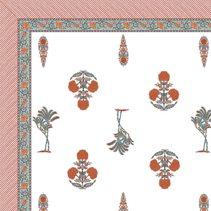 Ethnic Aura Cotton Bedsheet (Peach,White) - 120 TC media 5