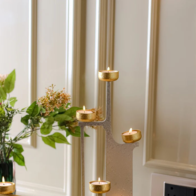 Solstice Gleam Metal Tealight Candle Holder media 6