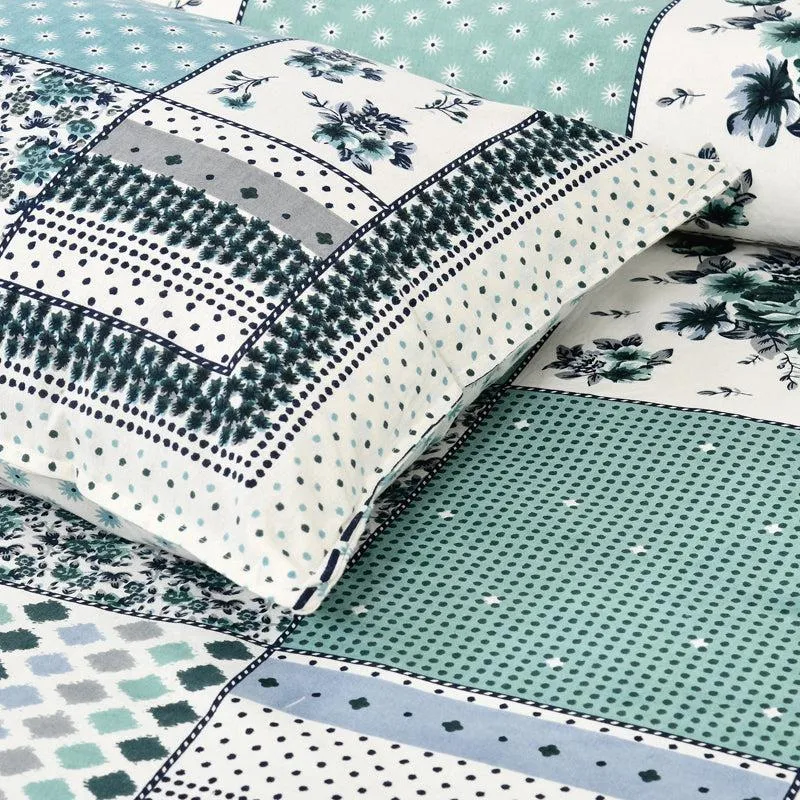 Yuna Floral Cotton Bedsheet (Blue,White) - 160 TC media 5