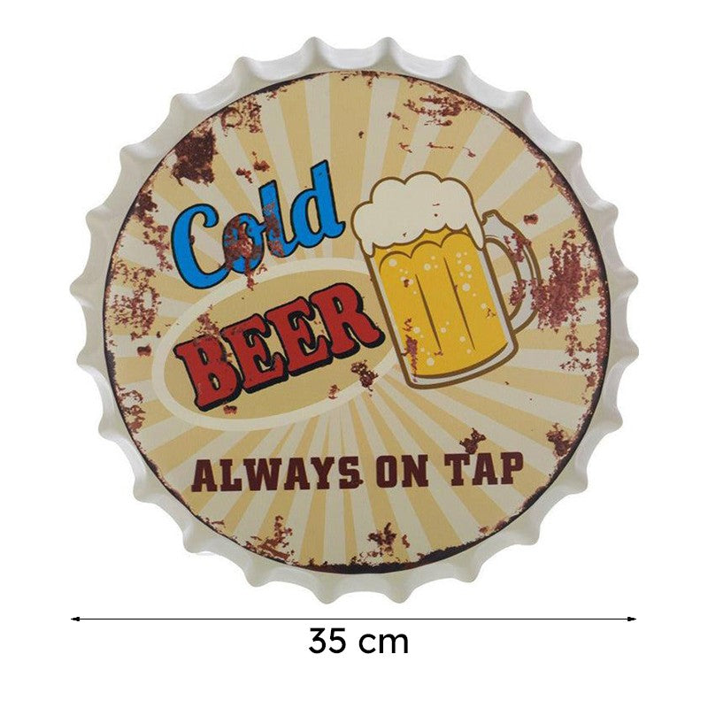 Cold Beer On Tap Bottle Cap Metal Wall Accent media 8