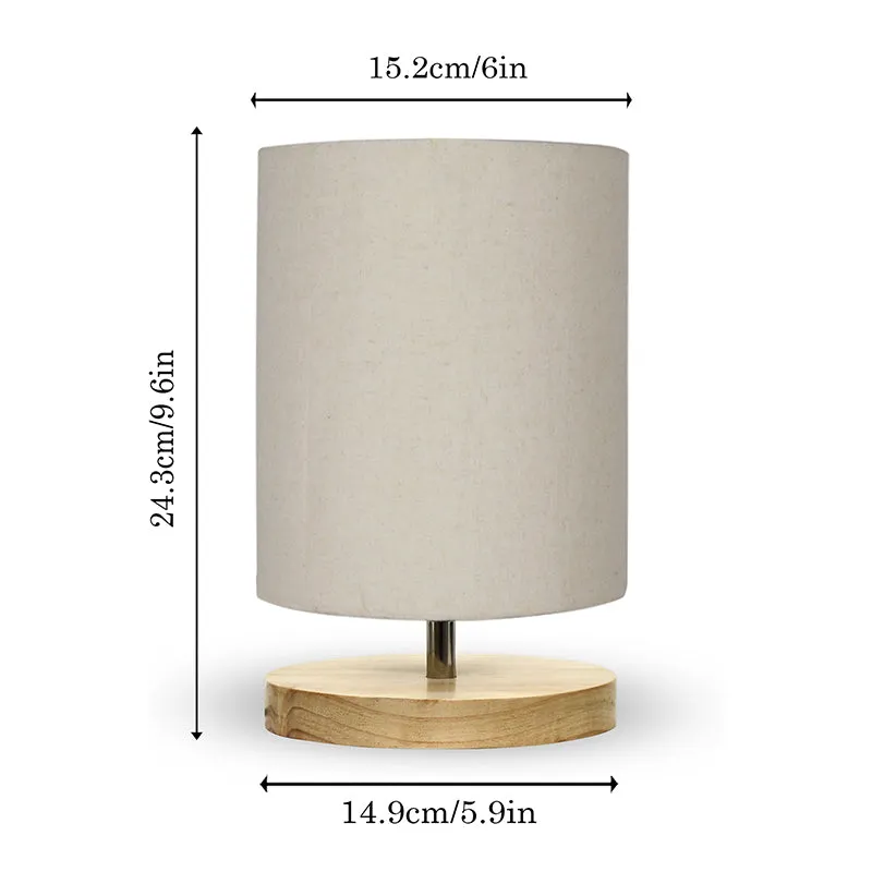 Vinterra Wooden Table Lamp with Fabric Shade - Grey,Beige media 5