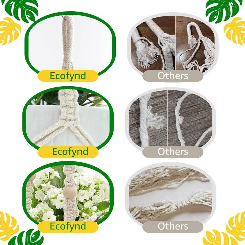 Close-up comparison showing the white knotted cotton hanger and wooden bead detail