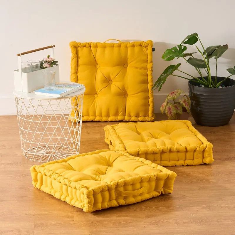 Marlon Floor Cushion (Mustard Yellow) - Set Of Three media 1
