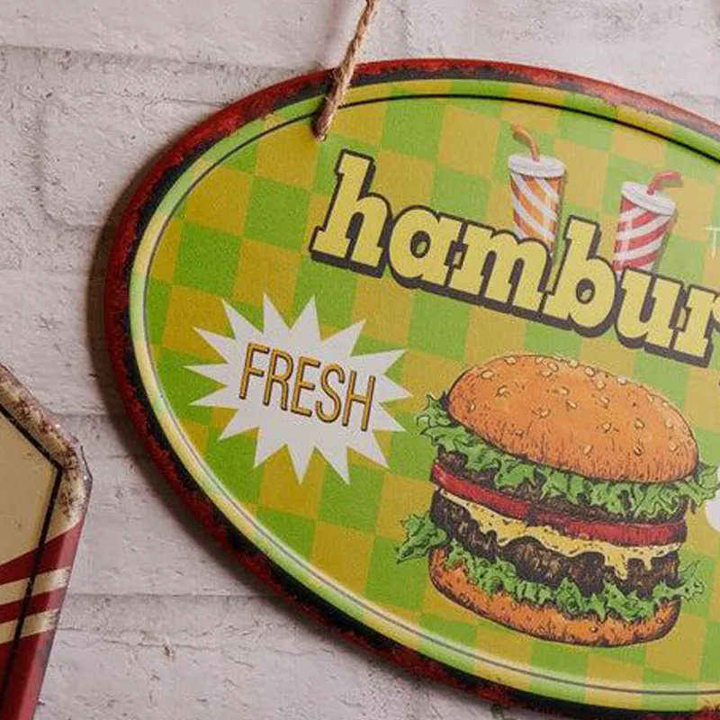 Fresh & Delicious Hamburger Metal Wall Accent media 4