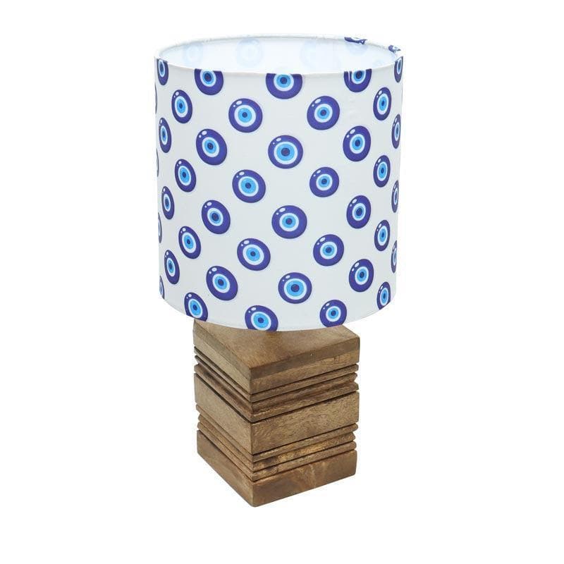Evil Eye Cube Fabric Table Lamp - White,Blue,Brown media 4