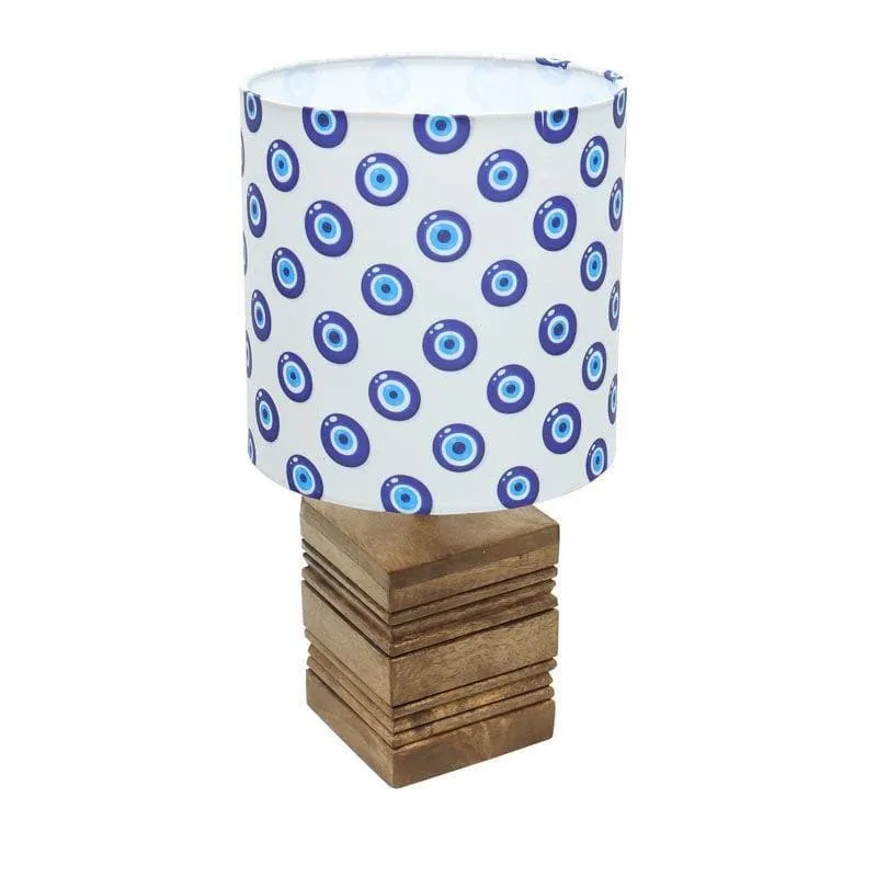 Evil Eye Cube Fabric Table Lamp - White,Blue,Brown media 4