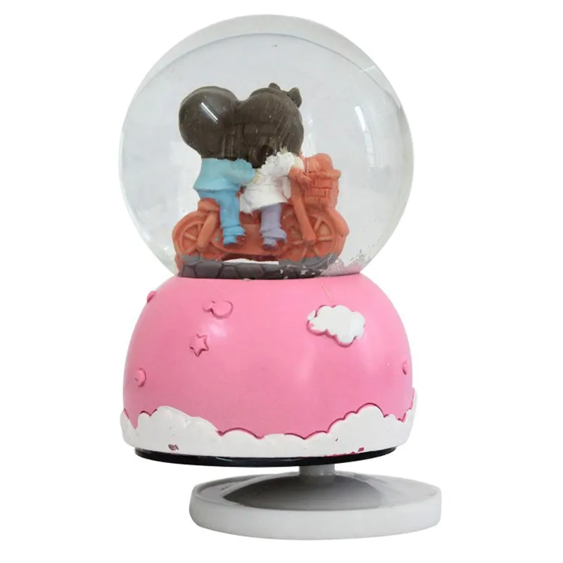 Cozy Love Story Rotating Glass Musical Showpiece media 3