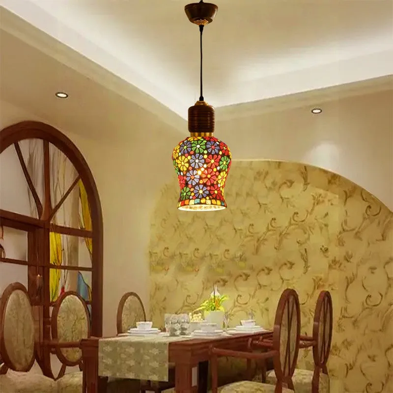 Mosaic Stripe Pendant Wooden Ceiling Lamp media 2