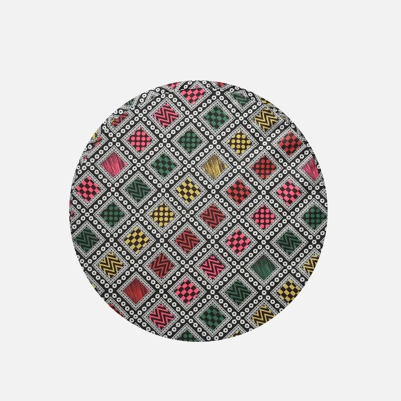 Navine Boho Diamond Multicolor Engineered Wood Ottoman media 6