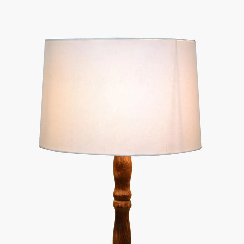 Heritage Turned Wooden Floor Lamp - Off White & Brown media 4