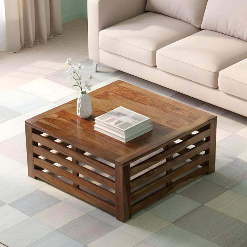 Qervon Sheesham Wooden Center Table - Brown,Beige