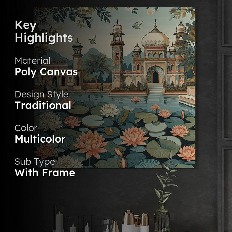 Palatial Lotus Blooms Wall Painting media 2
