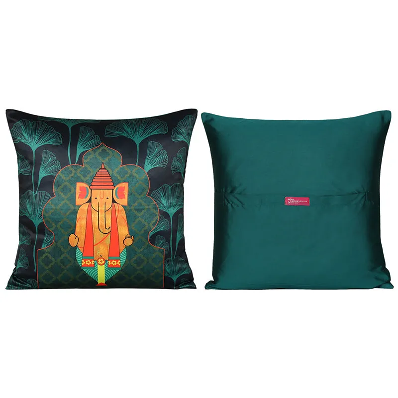 India Circus Temple Trails Printed Satin Polyester Satin Cushion Cover - Set Of Five media 6