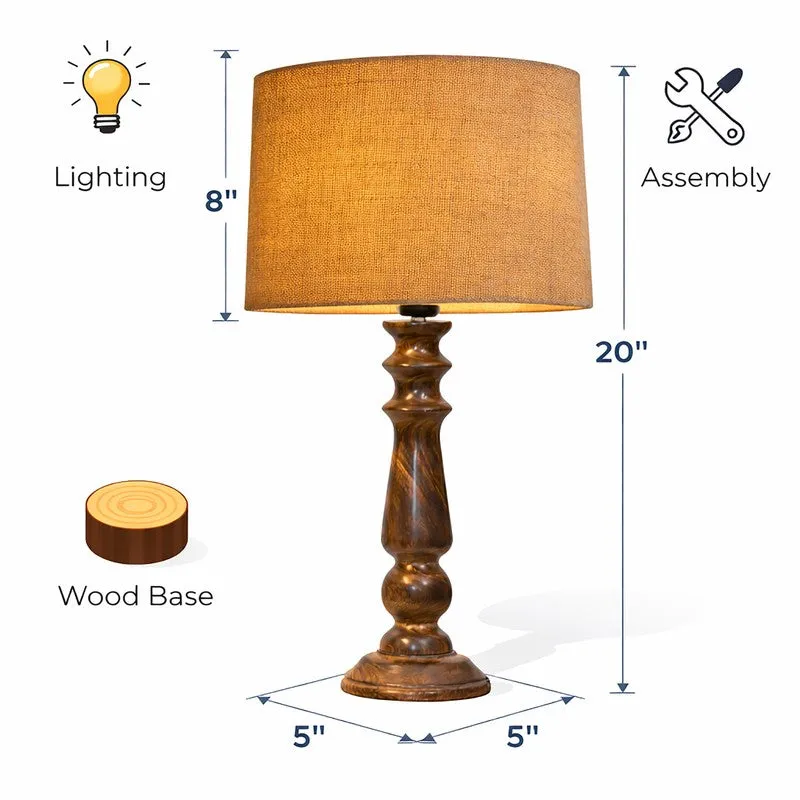 CleanAura Glow Wooden Table Lamp - Beige media 8