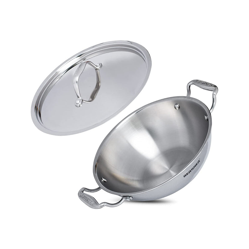 Bergner Argent Triply Deep Kadhai With Lid - 4500 mL media 8