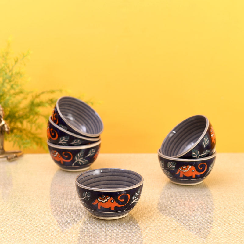 Tusker Grace Ceramic Serving Bowl (150 ML) - Set of Six