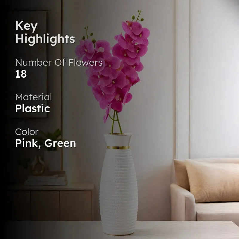 Auraflora Plastic Artificial Flower (Pink) - Set Of Two media 2