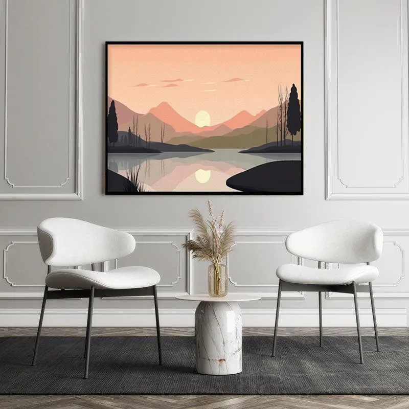 Minimalist Sunset Canvas Painting - Black Frame media 4