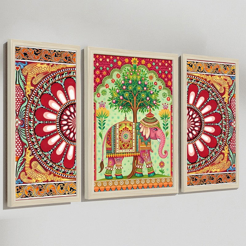 Ethniq Synthetic FIbre Wall Art - Set Of Three media 5