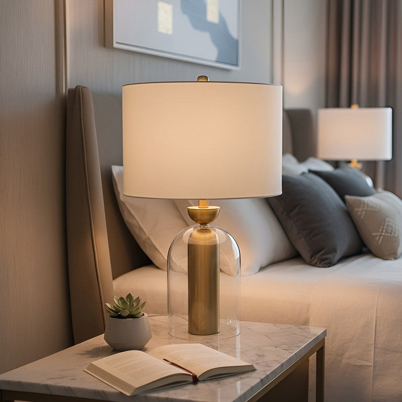 AarviDecor Rockwell Glass Table Lamp - White