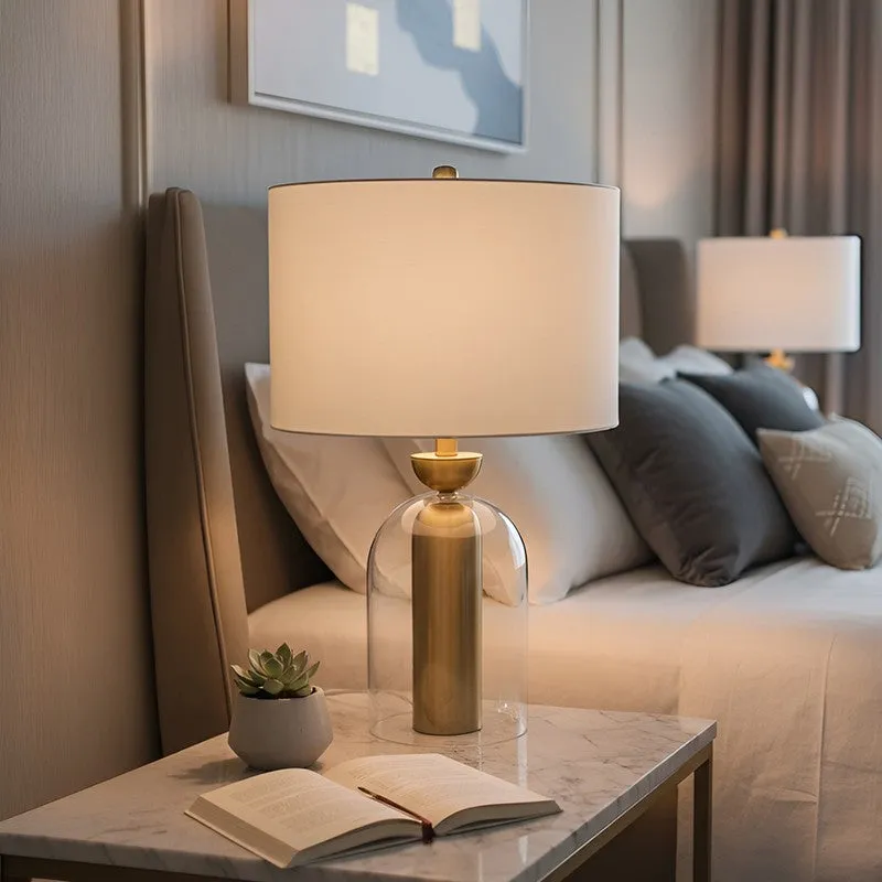 AarviDecor Rockwell Glass Table Lamp - White media 1