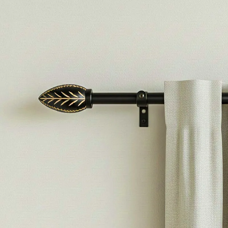 Foliara Extendable 1" Single Curtain Rods With Oval Finial & Brackets media 1