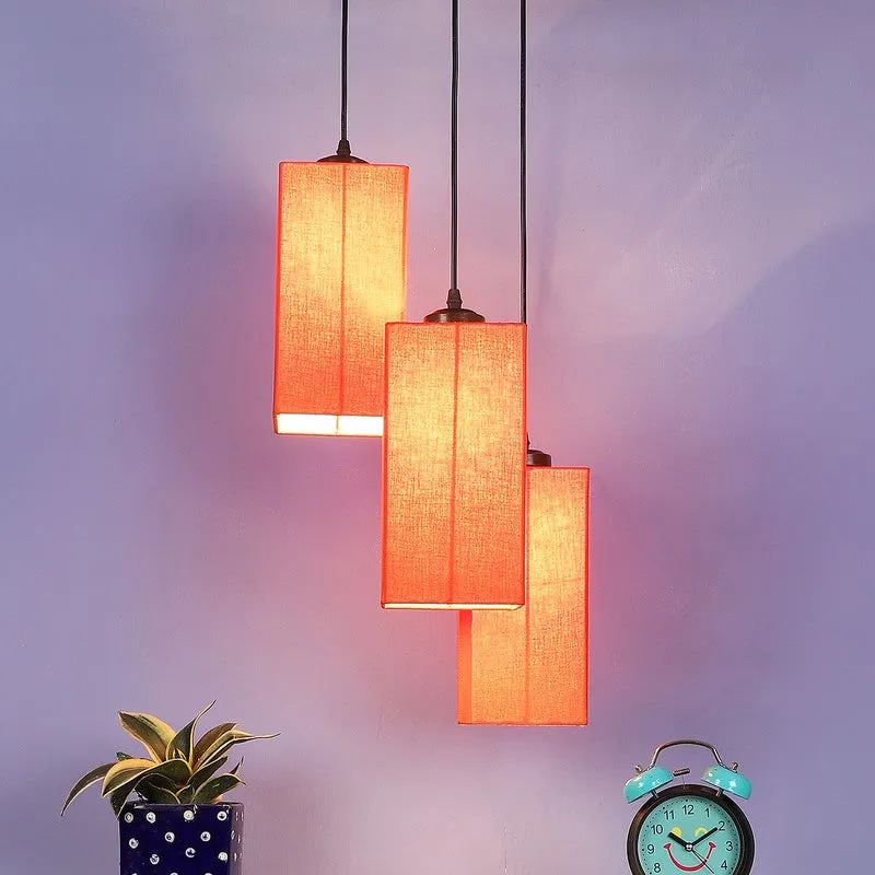 Warm Ivory Triple Metal Ceiling Lamp - Orange media 3
