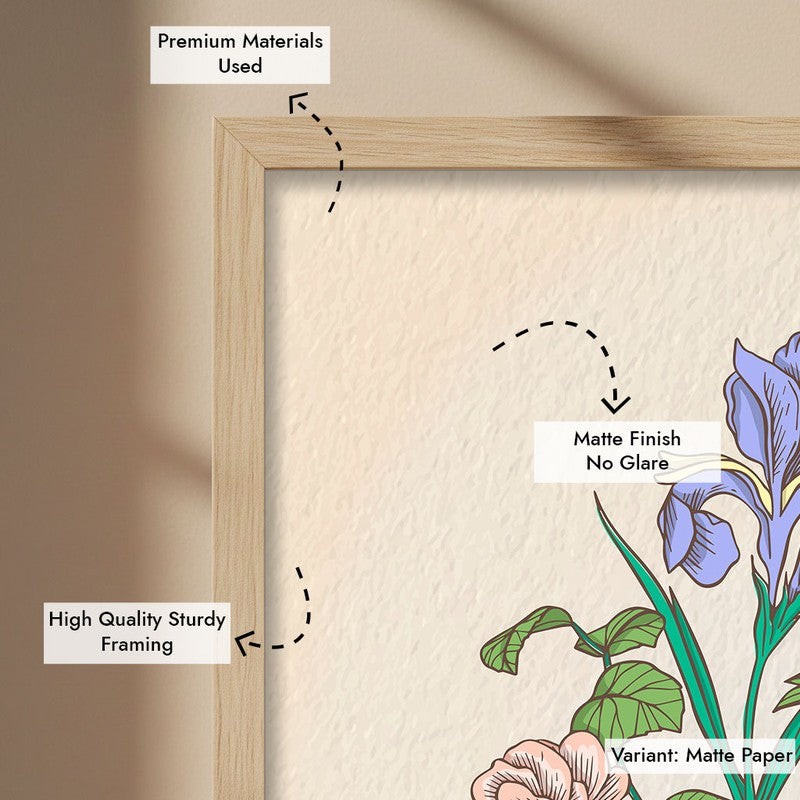 Garden Bliss Archival Paper Wall Art  - Natural Brown Frame media 6