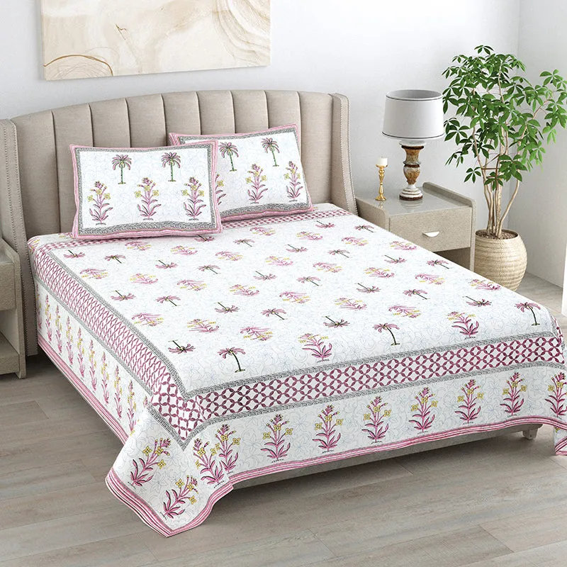 Dharitri Cotton Bedsheet (Pink) - 180 TC media 1