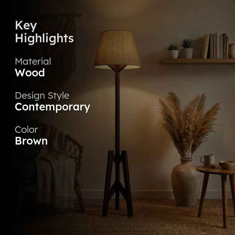SoftBeam Wooden Floor Lamp - Brown media 2