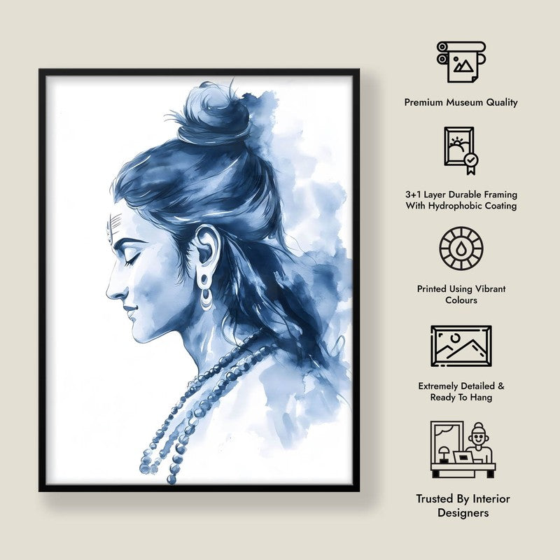 Moksha Shiva Spiritual Archival Paper Wall Painting With Frame - Black media 8