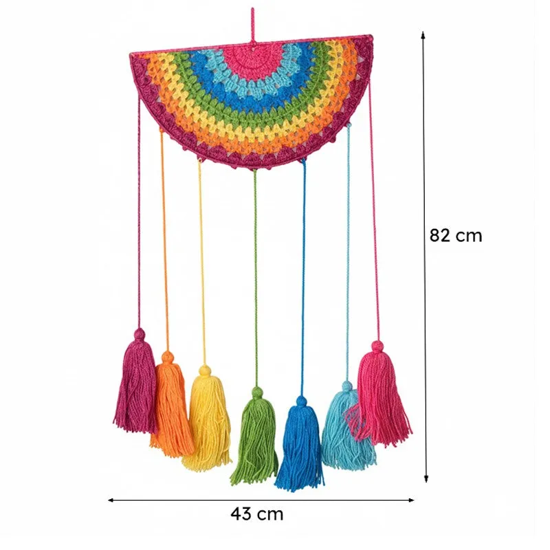 Rainbow Drip Macrame Woolen Wall Accent media 5