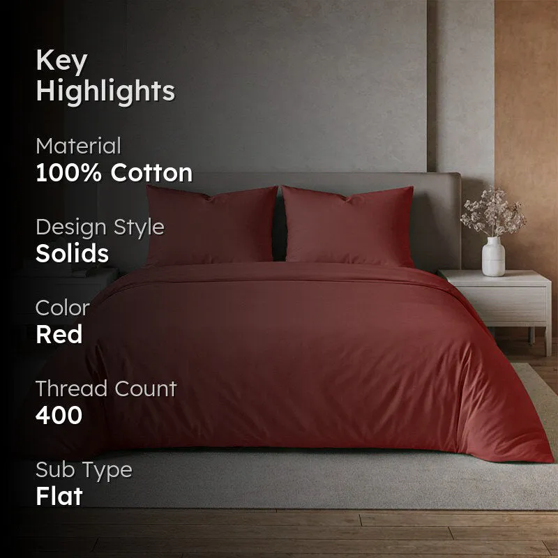 Moonweave Solid Cotton Bedsheet (Terracotta Red) - 400 TC media 2