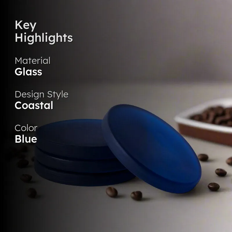 Gloassy Drop Glass Coaster (Blue) - Set Of Four media 2